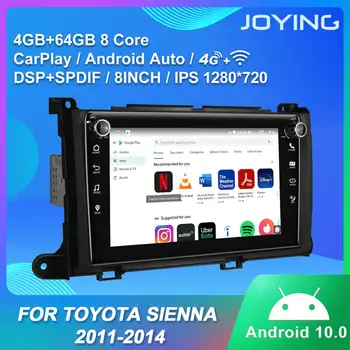 Android 10.0 autorádio 4GB IPS displej 8 palců autradio GPS Navigace hlavy jednotka podporuje 4G a Carplay pro TOYOTA Sienna 2011-BT