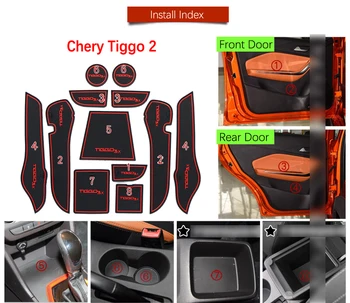 Anti-Slip Gumové Brána Slot Pohár Mat pro Chery Tiggo 2 2016 2017 2018 2019 Tiggo2 Tiggo 3x MVM X22 DR3 Příslušenství, Auto Samolepky