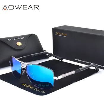 AOWEAR Obdélník Polarizované sluneční Brýle Muži Hliníku Retro Zrcadlo Sluneční Brýle pro Muže, Ženy 2018 Luxusní Značky Odstíny Brýle gafas