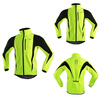 ARSUXEO Reflexní Zimní Cyklistická Bunda Fleece Teplé cyklo Dres Větruodolný Vodotěsné MTB Silniční Kolo Oblečení Soft shell Kabát