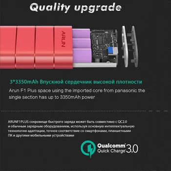 Arun 10000mAh Moc Banka s Duální USB Portu F1 Plus Přenosný 10000mAh Baterie pro iPhone/Sumsung/Huawei