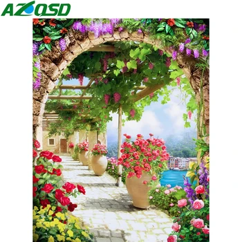 AZQSD 5d Diamond Obraz Plný Náměstí Vrtačka Přímořské Diamond Výšivky Krajiny Zahrady Handmade Dárek Cross Stitch Kit