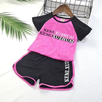 Baby Girls Oblečení Set 2020 Letní Sportovní Oblek Žena Dítě Tepláky Batole Krátký Rukáv Oblečení Pro 2 3 4 5 6 Let