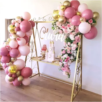 Balónková Girlanda Arch Kit, 82Pcs Růžové Zlato, Konfety, Balónky Narozeniny Svatební Party Balónky Dítě Sprcha Dekorace