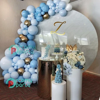 Balónky, Věnec Chrome Gold Pastelové Double Layer Lake Modrá pro Pohlaví Miminko, Narozeniny, Svatební Party Dodávky Balón Dekor