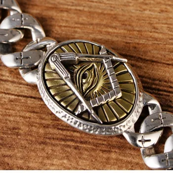 BOCAI Nové pevné S925 čistého stříbra šperky náramek, pro muže, Boží oko, kříž Phoenix ocas vzor 925 stříbrný řetízek