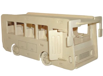 Candice guo! vzdělávací dřevěná hračka 3D puzzle DIY woodcraft montážní sada autobus autobus dítě narozeniny, Vánoční dárek 1ks