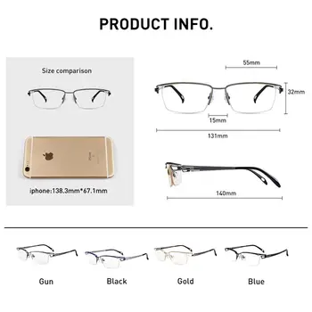 CAPONI Semi-bez obrouček Titan Rám Brýle Muži Obchod Volný Styl Brýlí Pro muže Světlo Náměstí Počítač Brýle J5003