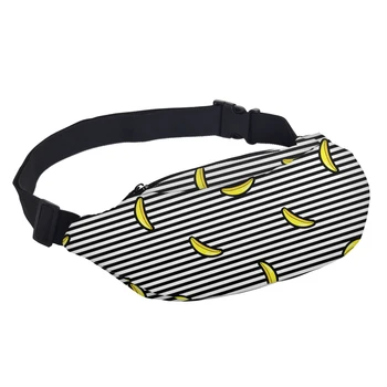 Deanfun 3D Tištěné tašky Pasu Pack Pruhované s Banánem Vzor Nastavitelný pás pro Venkovní Fanny Balení YB20