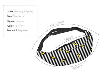 Deanfun 3D Tištěné tašky Pasu Pack Pruhované s Banánem Vzor Nastavitelný pás pro Venkovní Fanny Balení YB20