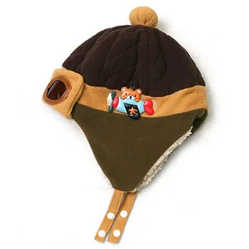 Doit 2 až 5 roky staré Dítě chlapec Bombardér klobouk kožešiny uvnitř Zimní Kulichy Dítě Medvěd pilot klobouky vlněné děti dívky Earflap Čepice
