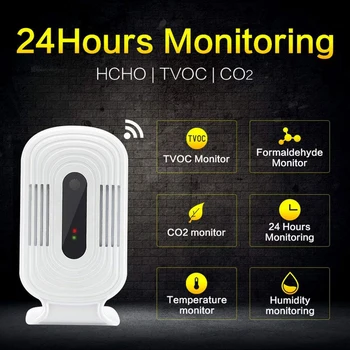 Domácí WiFi Kvality Ovzduší Tester HCHO CO2, TVOC Smog Teplota Vlhkost Metr Monitor Analýzy, Detektor, Senzor