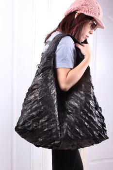 Doprava zdarma Kožená taška Messenger Tašky velikost 55.5*64.5*16.5 cm velké velikosti ženy černé