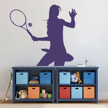 Dívky Hráče Hrát Tenis Zeď Obtisk Nálepka Tenisový Nálepka Domácí Ložnice Wall Art Dekorace A0068440