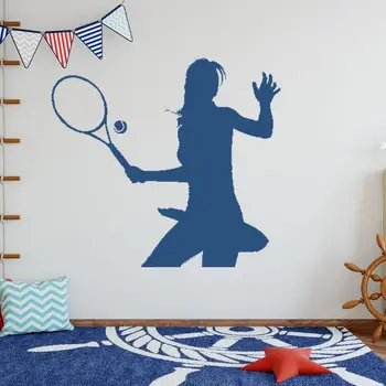 Dívky Hráče Hrát Tenis Zeď Obtisk Nálepka Tenisový Nálepka Domácí Ložnice Wall Art Dekorace A0068440