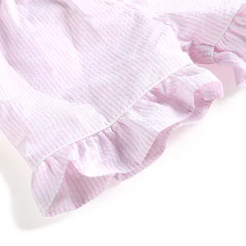Dívky prohrábnout pyžamo bavlna letní krátký rukáv pyžama soupravy seersucker stripe děti oblečení na spaní 12m-12let pyžama domácí oblečení