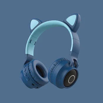 Děti Bluetooth 5.0 Sluchátka LED světlo Kočka Uší, Headset Bezdrátová Sluchátka hi-fi Stereo Bass sluchátka pro mobilní Telefony s mikrofonem