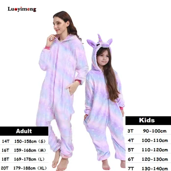 Děti, Dospělí Cosplay Kreslený Jelen Pyžamo Kostýmy Kigurumi Anime Unicorn Flanelové Pyžama S Kapucí Onesie Pyžamo Kombinéza Pro Ženy