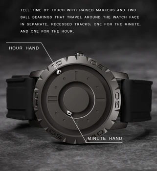 Eutour magnetické míč quartz hodinky slepý touch pánské hodinky módní nylon popruh pánské náramkové hodinky mužské hodiny erkek kol saati