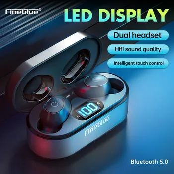 Fineblue Air55 Pro LED displej V Uchu TWS Sluchátka Bluetooth V5.0 tlačítko Ovládání Sluchátka s přenosný Headset pro android, ios