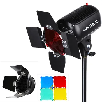 Godox E300-D Profesionální Fotografie Photo Studio Speedlite Osvětlení Lampa 4 * 300W Studio Flash Strobe Light Kit Set+