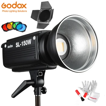 Godox SL-150W Led Video Světlo 5600 150W CRI 93+ Bowens Držák w/ Remote Controll BD-04 Barn Door Honeycomb Grid 4 Barevné Filtry