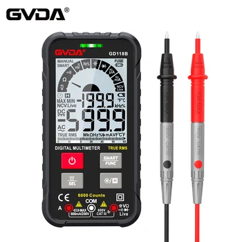 GVDA Digitální Multimetr True RMS AC DC Kapacitní Tester Ohm, Hz Měřič Napětí NCV Teploty Inteligentní Univerzální Tester Multimetro