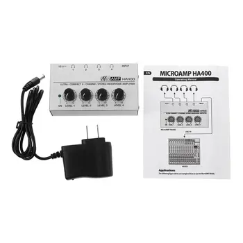 HA400 4 Kanálový Ultra-kompaktní Sluchátka Audio Stereo Amp Zesilovač Microamp