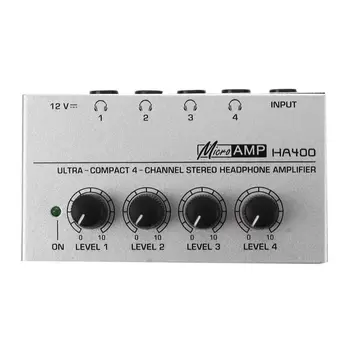 HA400 4 Kanálový Ultra-kompaktní Sluchátka Audio Stereo Amp Zesilovač Microamp