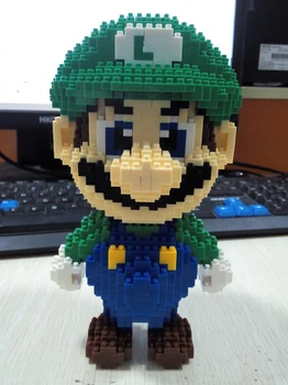 HC 9004 Hru Super Mario, Luigi, Zelený Obrázek 3D Modelu 1750pcs DIY Mini Diamond Budově Malé Bloky, Cihly Shromáždění Hračky bez Krabice