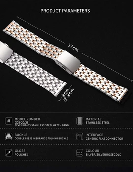 Hodinky Popruh 20mm 22mm Univerzální Nerezové Oceli Watchband Náhradní Poutko na Zápěstí Náramek Zlaté Stříbrné Hodinky Příslušenství