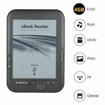 HOT-6 Palcový 4GB Ebook Reader, E-Ink Kapacitní E Kniha Světlo Eink Displej E-Knize E-Ink E-Reader, MP3 Případě, WMA PDF HTML