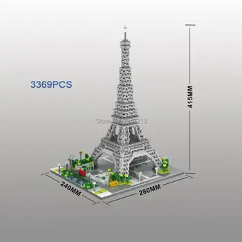 Hot Lepining city classic tvůrci slavných architektury Eiffels Věž Paříž Francie model mini micro diamond bloky, cihly hračky