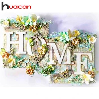Huacan 5D DIY Diamantový Malování Domů, Sladký Domov Plný Náměstí/Kolo Diamond Výšivky Mozaika Květina Dekorace