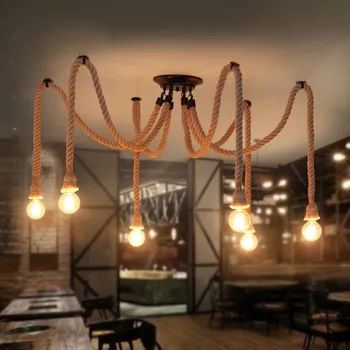 Hvězda přání Retro Nordic Industrial Vintage Schodiště, Mříže Konopný Provaz Tvůrčí Osobnost Restaurace, Country Bar přívěsek světlo