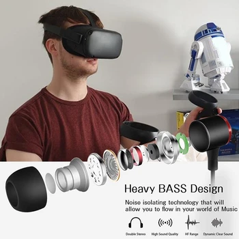 In-Ear sluchátka Sluchátka Kompatibilní s Oculus Quest/Rift S VR Náhlavní souprava,na obě uši