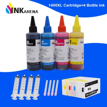 INKARENA 400ml Láhev Dye Ink + PGI-1400 XL Tiskárny Inkoustové Kazety Pro Canon PGI1400 MAXIFY MB2040 MB2140 MB2340 M2740 4 Barvy