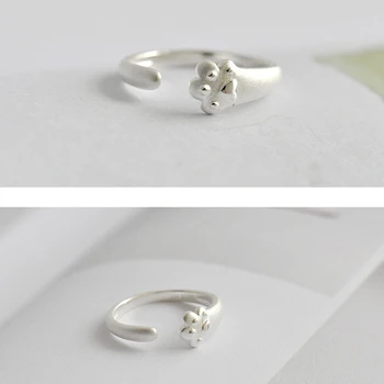Jednoduché Módní Roztomilé Kočičí Dráp Stopy 925 Sterling Silver Nastavitelný Prst Prsten Pro Ženy Módní Elegantní Šperky