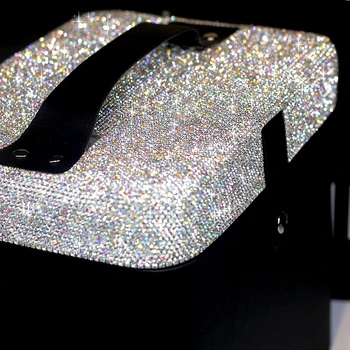 Jemné Lesklé Diamanty Kosmetická Taška Velká Kapacita Double Layer Multifunkční Přenosný S Zrcadlové Madlo Šperky Úložný Box