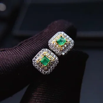 Jemné přírodní smaragd Náušnice pro Ženy Stříbrná S 925 Sterling Sliver Platinum pokovování Srdce Svatební A Narozeninové Šperky