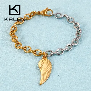 KALEN Módní Angel Wings Zlaté Barvy z Nerezové Oceli, Náramky Pro Ženy Lobster Spona Článkovým Řetězem Pulsera Mujer Svatební Šperky