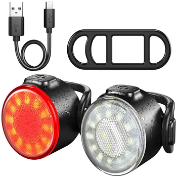 Kolo kolo Světlo USB Dobíjecí LED Set Hory Cyklu Přední Zadní Světlomet Světlomet Svítilna s 6 Režimy Osvětlení