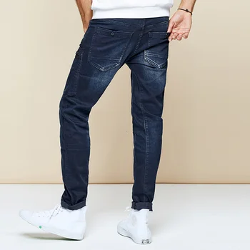 KUEGOU 2020 Podzim Bavlna Cargo Skinny Džíny Mužů Streetwear Značky Slim Fit Denim Kalhoty Pro muže Hip Hop Stretch Kalhoty 2938