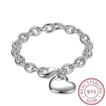 LEKANI 925 Sterling Silver ryzí Srdce Přívěsek Náramek Pro Ženy, Svatební Zásnubní Módní Kouzlo Party Šperky