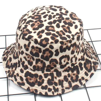 Leopard reverzibilní kbelík klobouk Pro Ženy Tištěné Rybaření Žena Cap Venkovní pěší Turistika Rybáři Sluneční Klobouk Jarní Letní Plážové Panama