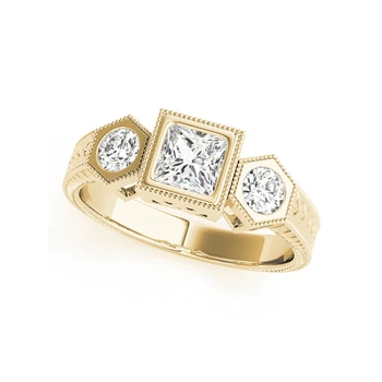 LESF 1 ct Square cut Tři kameny 925 Stříbro Luxusní Zásnubní Prsten Módní Šperky Značky Snubní Prsteny pro Ženy velkoobchod