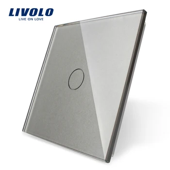 Livolo Luxusní Bílá Pearl Křišťálové Sklo, EU standard, Single Glass Panel, 1 Gang Wall Touch Switch,VL-C7-C1-15 (Sklo)