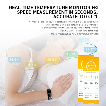 Longet T5 teplota Chytrý Náramek Hodinky Muži Ženy Krevní Tlak Fitness Srdeční Frekvence Sledovat Nepromokavé Činnost Tracker