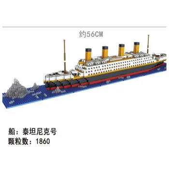 LOZ 1860 ks titanic výletní lodi, model lodi DIY Diamantový lepining Stavební Bloky, Cihly Sady děti, hračky, Vánoční dárek