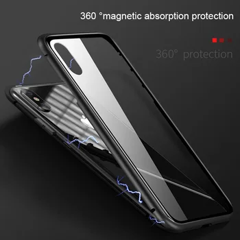 Magneto Magnetická Adsorpce Kovové pevné Pouzdro Pro iPhone XS Max X XR SE ROKU 2020 6 6S 7 8 Plus 6Plus 7Plus 8Plus tvrzené sklo kryt